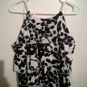 Black and White Floral Tiered Tank